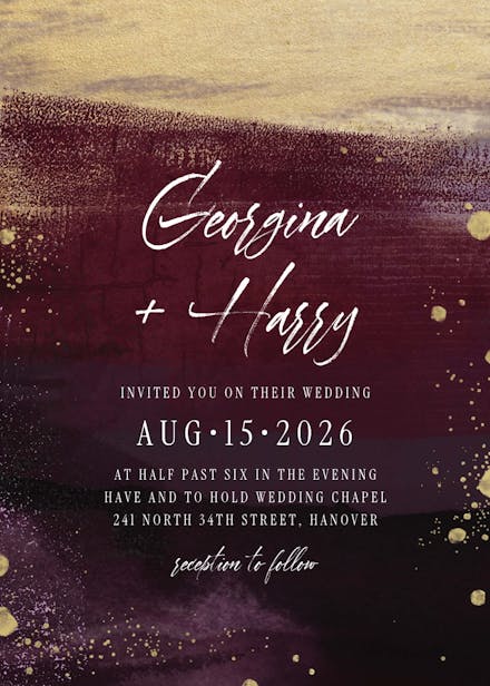 Gilded aubergine - wedding invitation