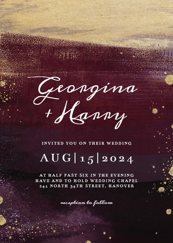 Gilded aubergine - wedding invitation