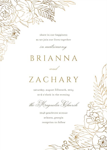Gilded lines - wedding invitation
