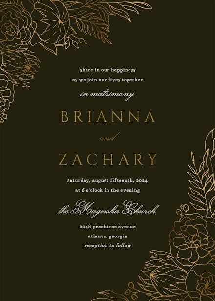 Gilded Lines - Wedding Invitation Template | Greetings Island