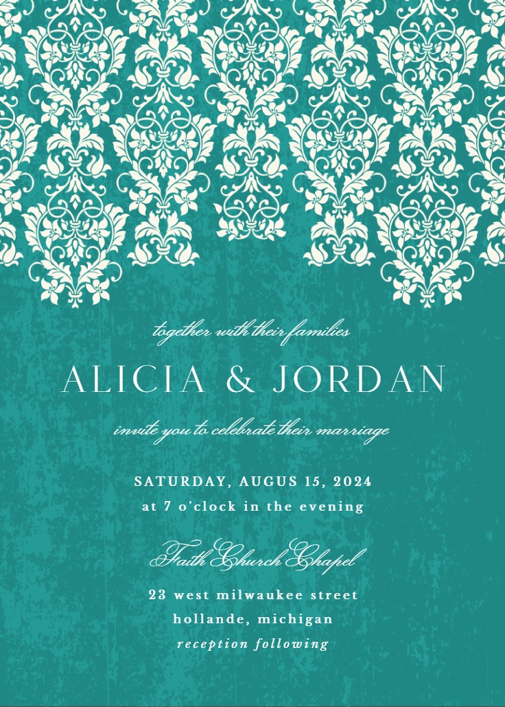 Glamor Lace - Wedding Invitation Template (Free) | Greetings Island