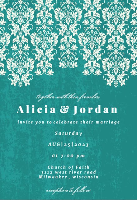 Glamor Lace - Wedding Invitation Template (Free) | Greetings Island