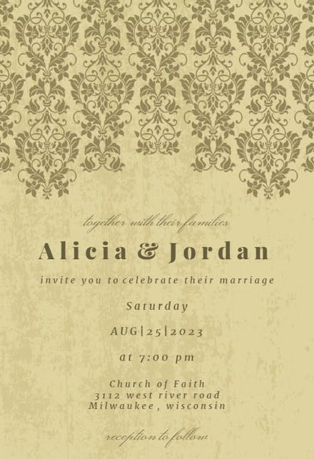 Glamor Lace - Wedding Invitation Template (Free) | Greetings Island