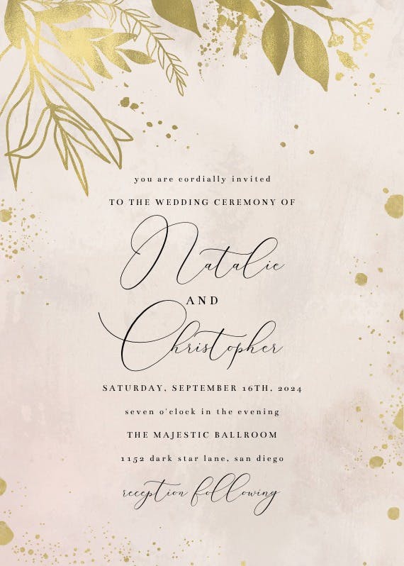 Glided greenery - wedding invitation