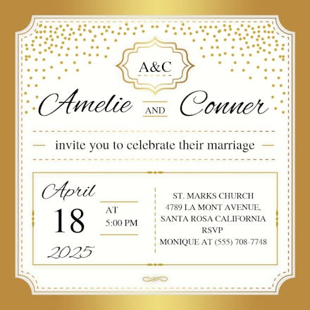 Gold elegant - wedding invitation