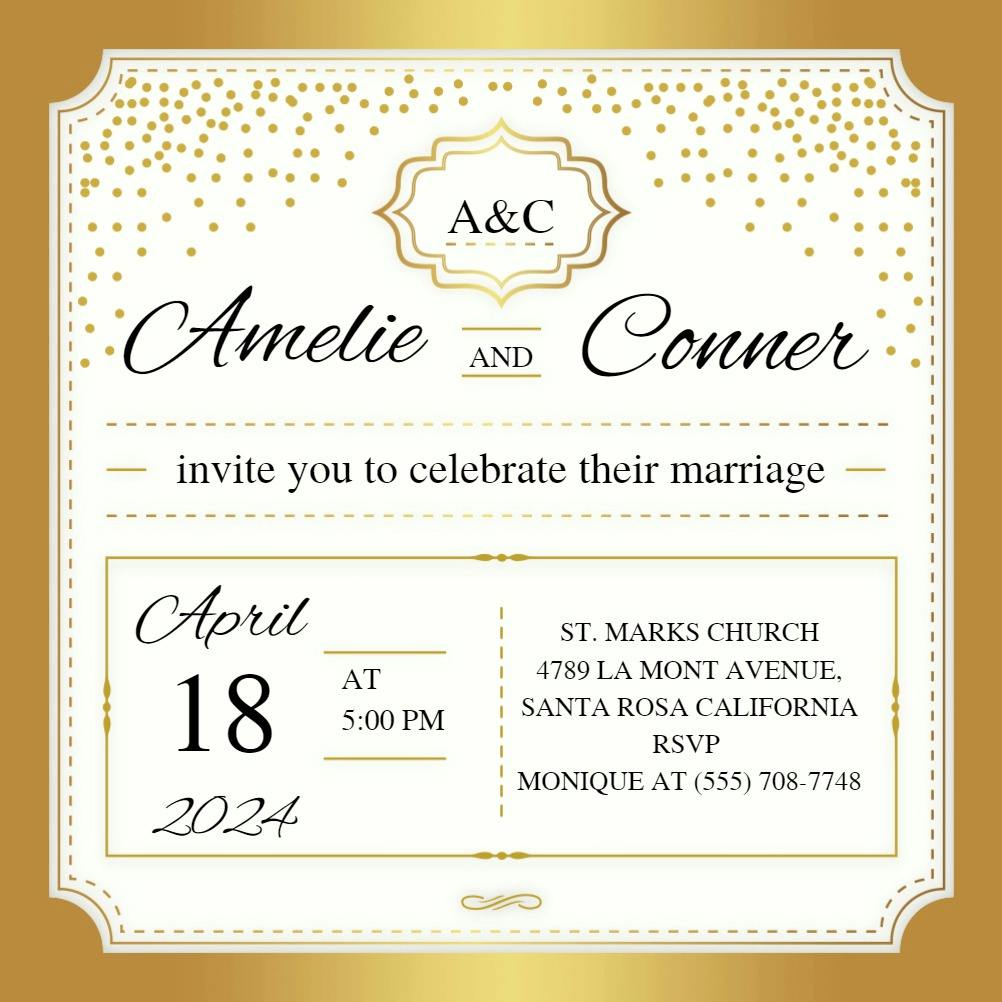 Gold elegant - wedding invitation