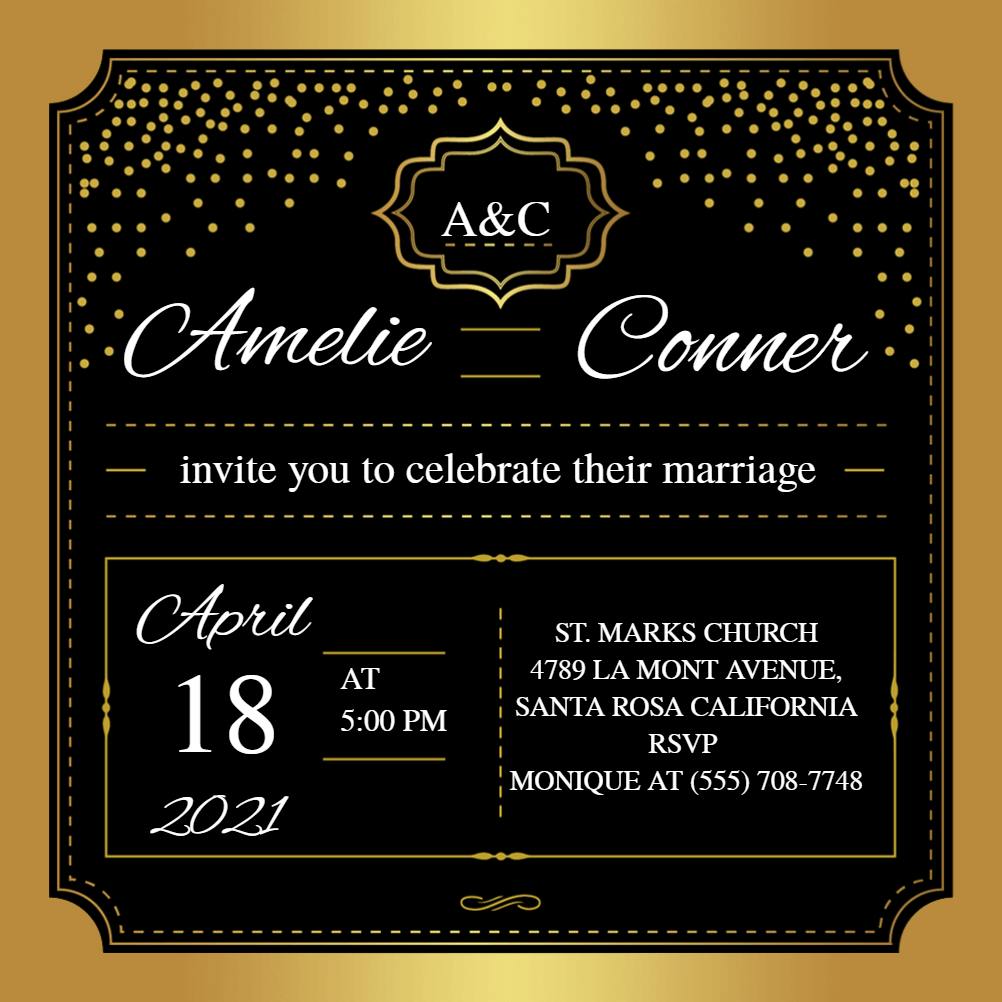 Gold elegant - wedding invitation