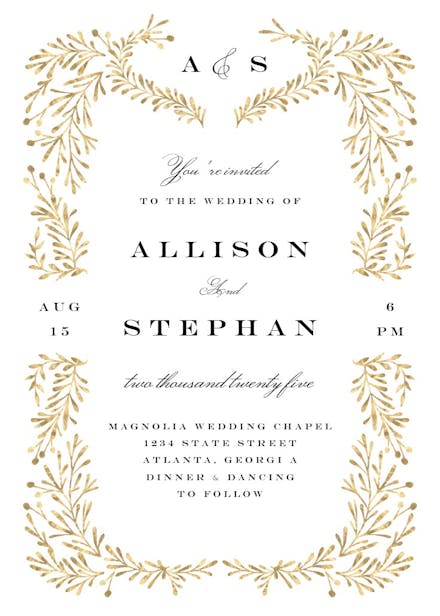Gold leaf - wedding invitation
