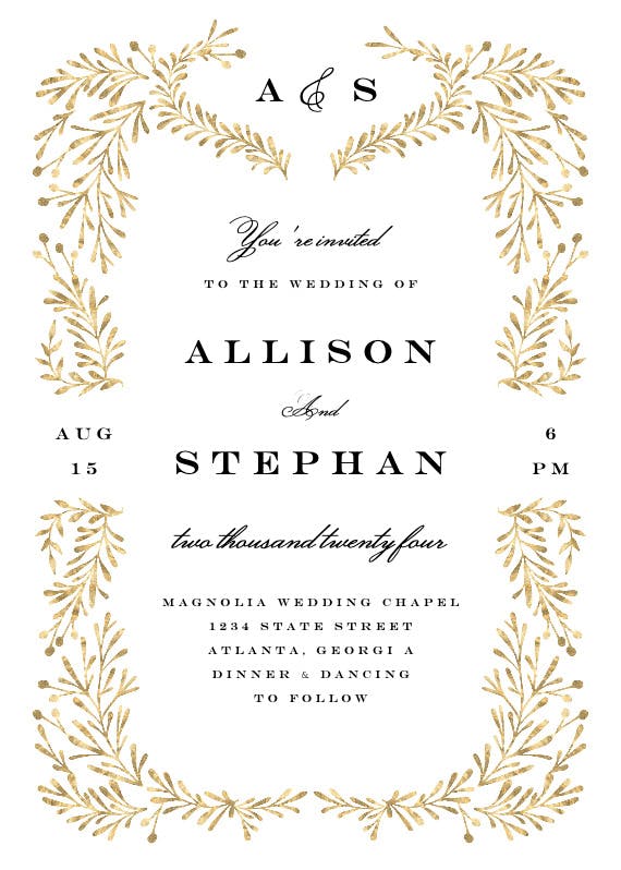 Gold leaf - wedding invitation