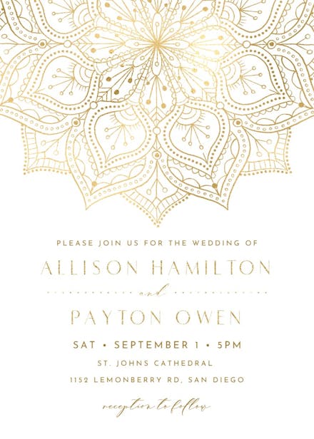 Gold mandala - wedding invitation