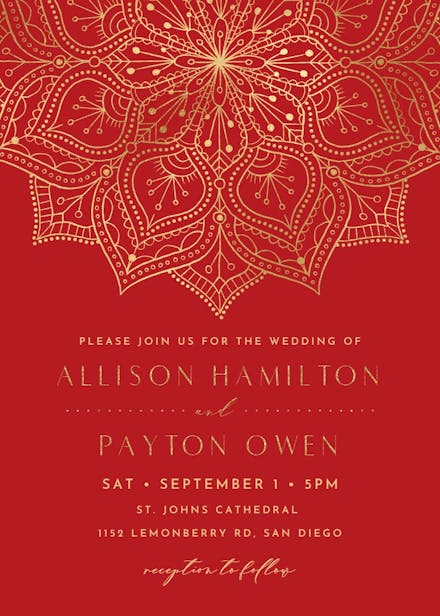 Gold mandala - wedding invitation