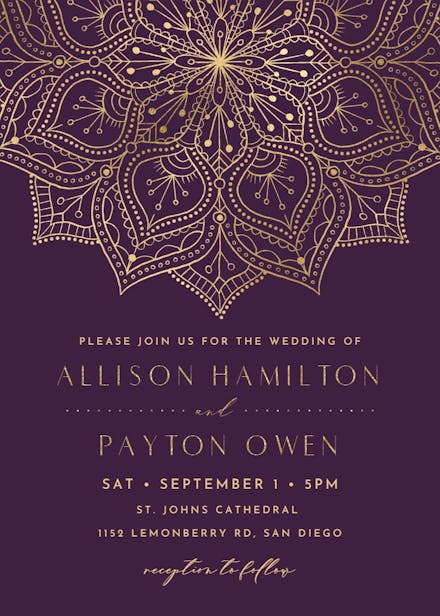 Gold mandala - wedding invitation