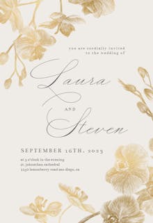 Gold Orchids - Wedding Invitation