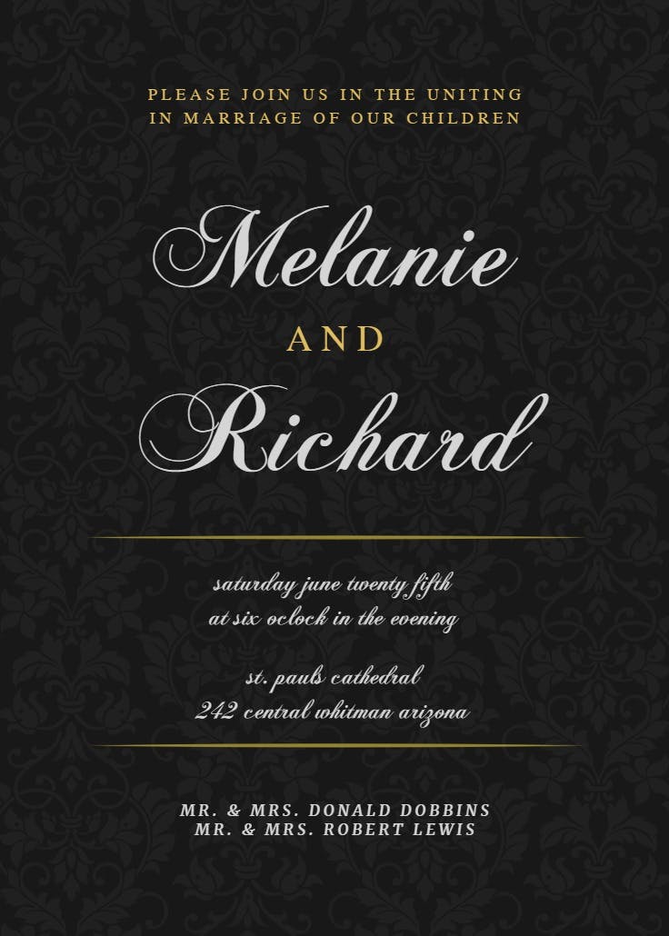 Golden black - wedding invitation