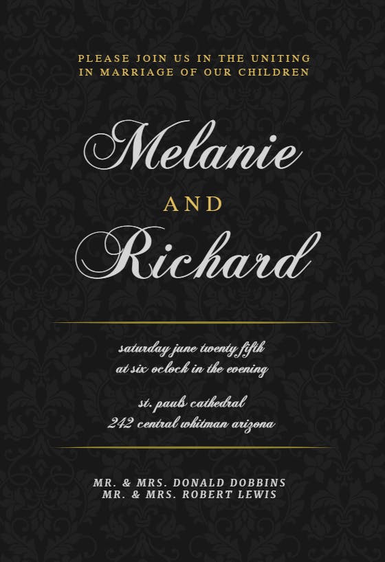 Golden black - wedding invitation