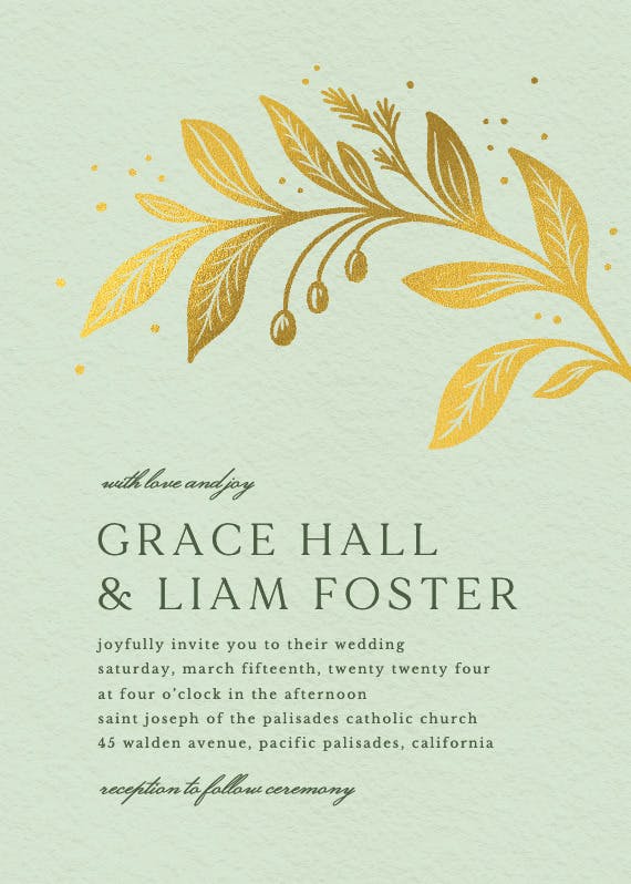 Golden flora - wedding invitation
