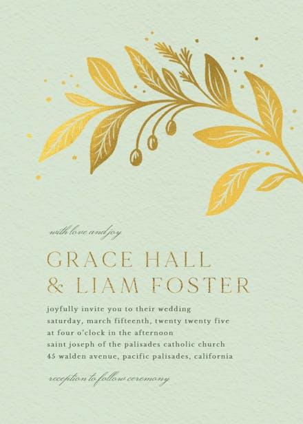 Golden flora - wedding invitation