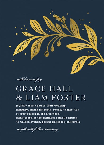 Golden flora - wedding invitation