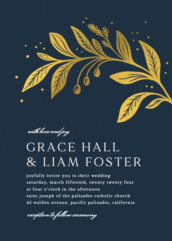 Golden flora - wedding invitation