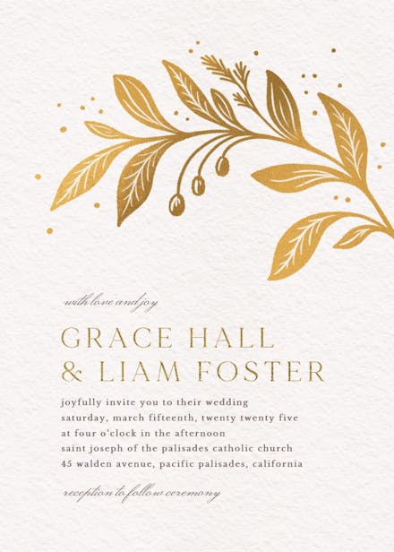 Golden flora - wedding invitation