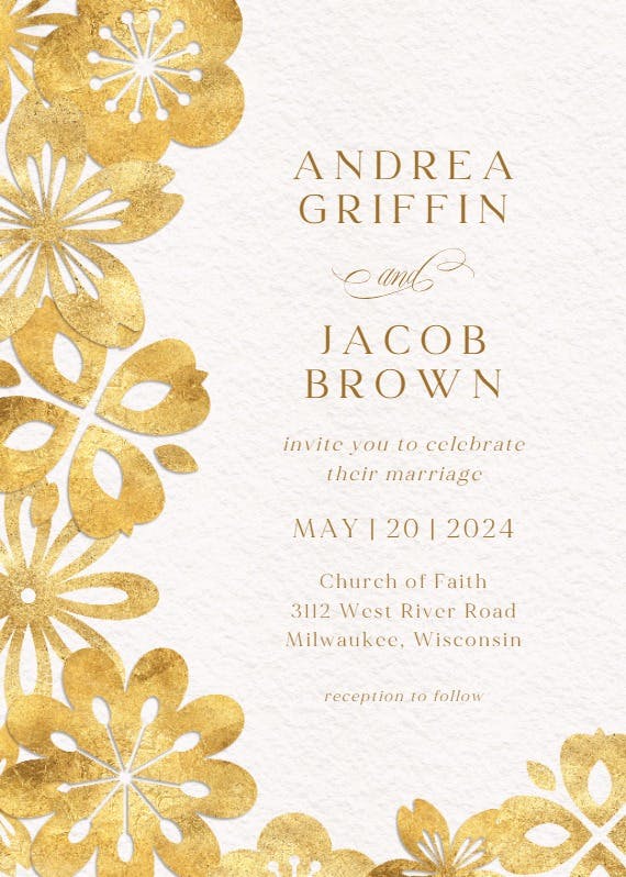 Golden flowers - invitación de boda