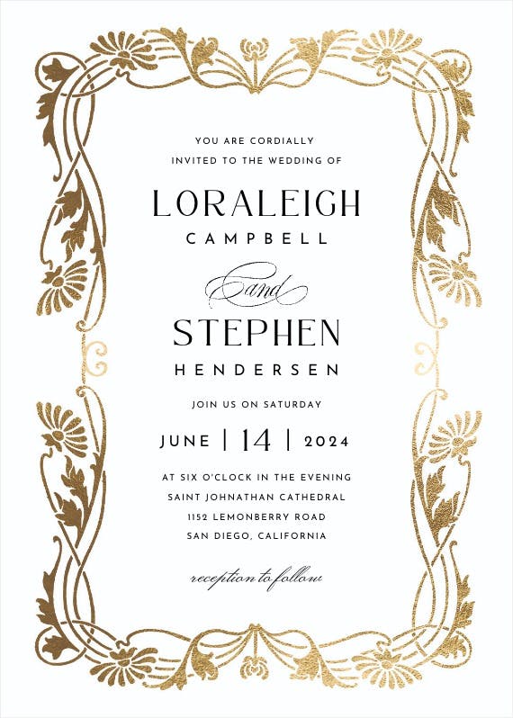 Golden frame -  invitación de boda