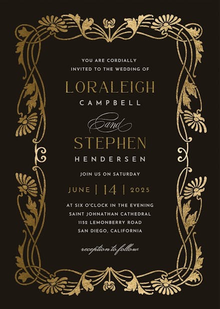 Golden frame - wedding invitation