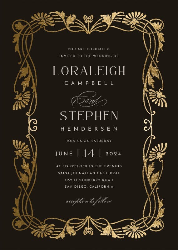 Golden frame - wedding invitation