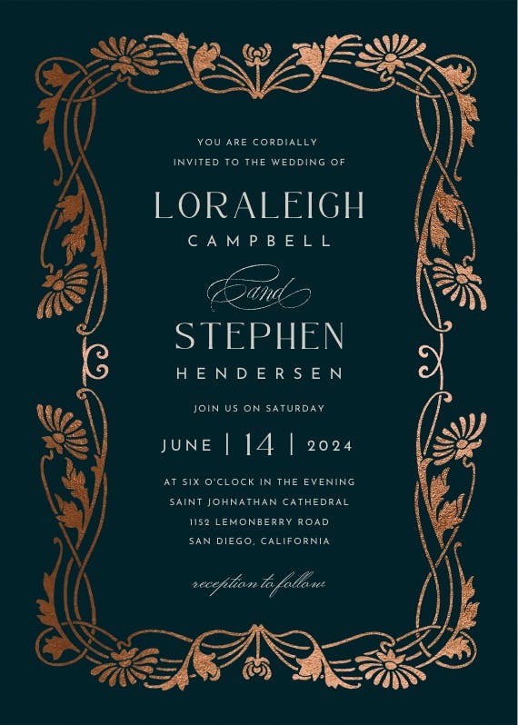 Golden frame - wedding invitation