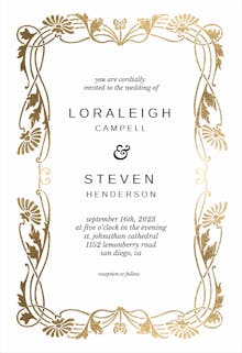 Golden frame - wedding invitation