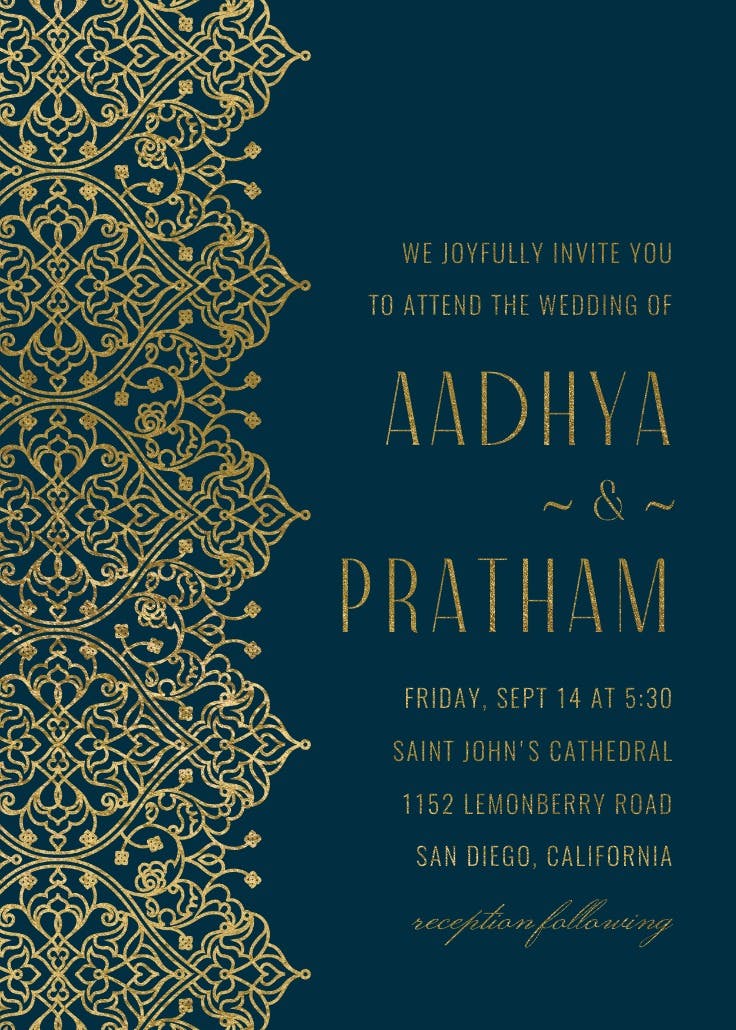 Golden intricacy - wedding invitation