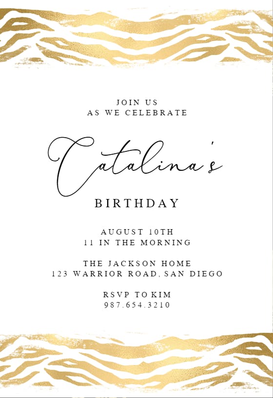 Golden leopard strokes - invitación de cumpleaños