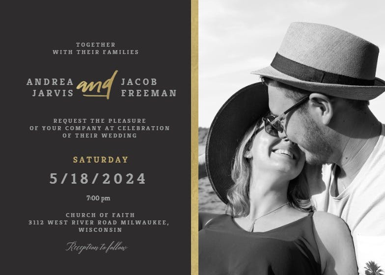 Golden line - wedding invitation