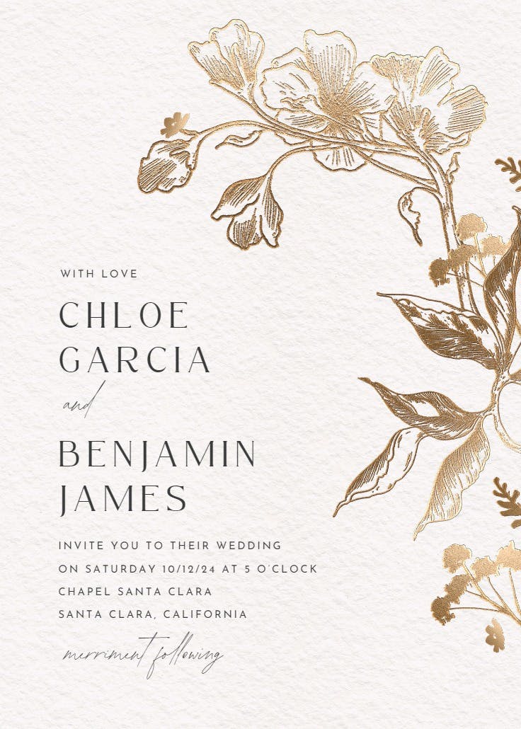 Golden orchid - invitación de boda