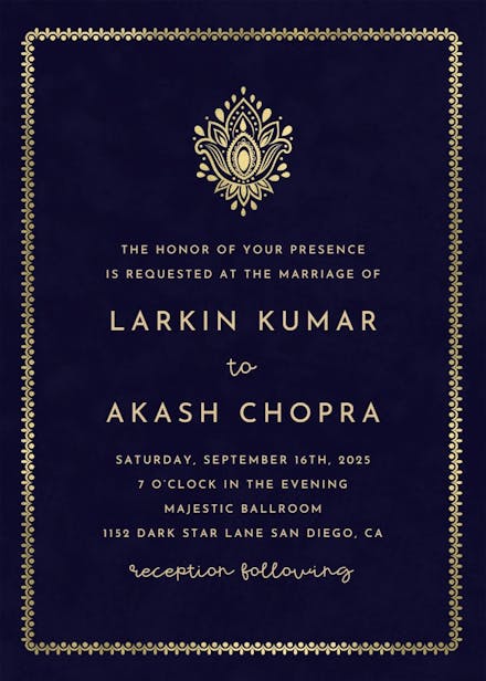 Golden paisley - wedding invitation