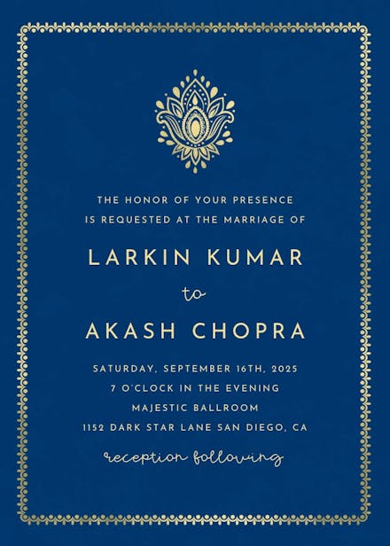 Golden paisley - wedding invitation