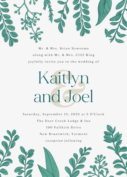 Graceful greenery - wedding invitation