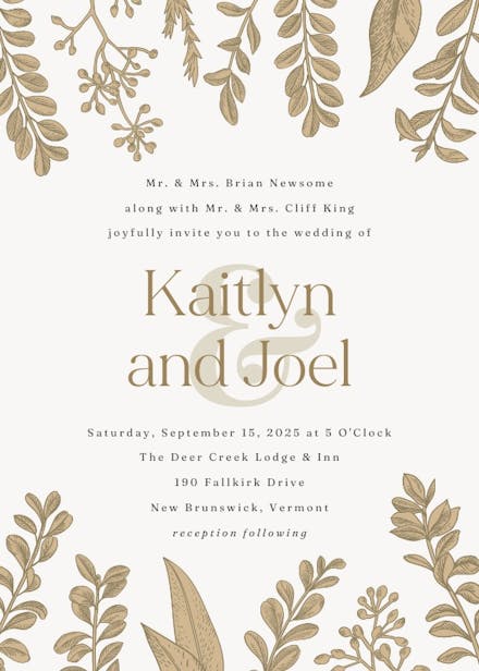 Graceful Greenery - Wedding Invitation Template (Free) | Greetings Island