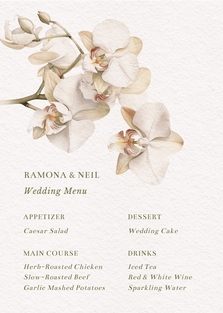 Graceful orchid - menú