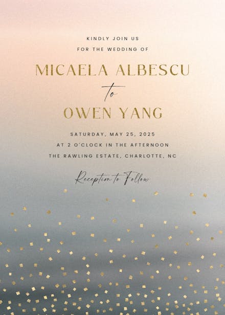 Gradient and sparkles - wedding invitation