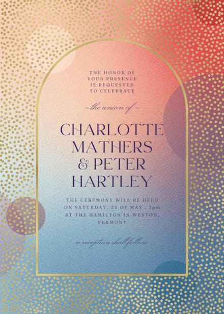 Gradient arched window - wedding invitation