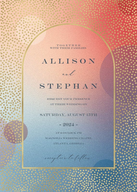 Gradient arched window - wedding invitation