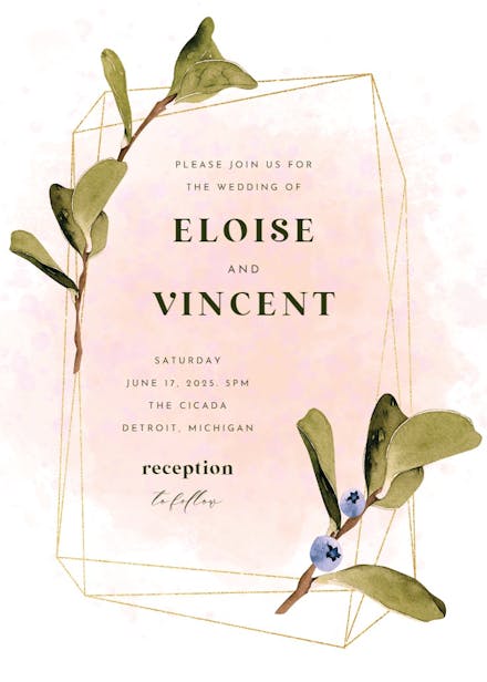 Greenery blueberry frame - wedding invitation