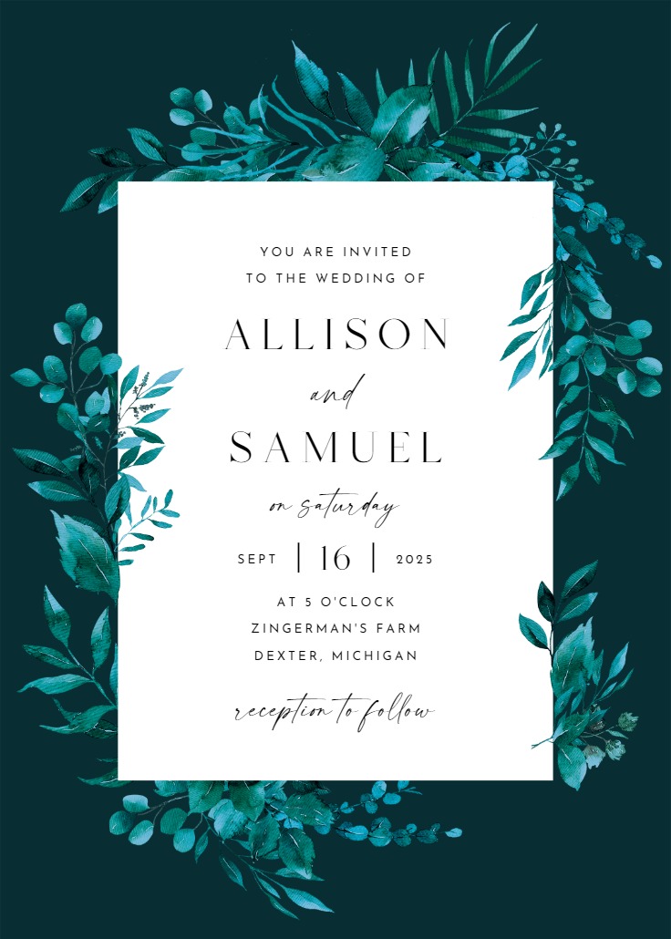 Greenery Border - Wedding Invitation Template | Greetings Island