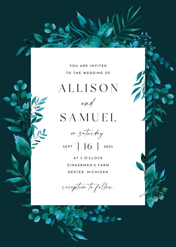 Greenery border - wedding invitation