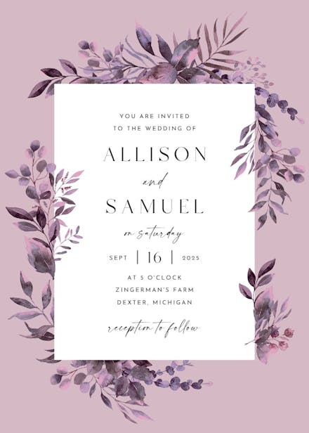 Greenery border - wedding invitation