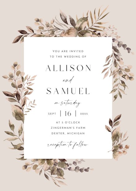 Greenery border - wedding invitation