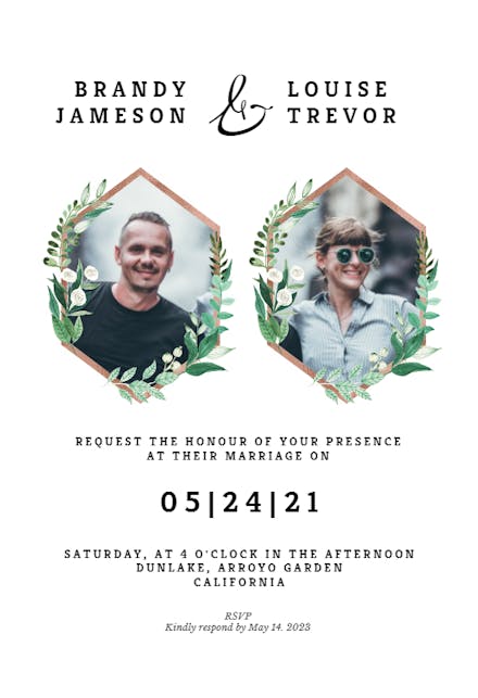 Greenery double photo - Wedding Invitation