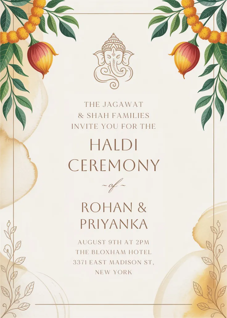 Haldi blooms - wedding invitation