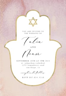 Jewish Hamsa Gold Frame - Wedding Invitation